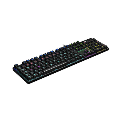 Lecoo KG1101 Kablolu Blue Switch RGB LED Aydınlatmalı Makro Tuşlu Gaming Mekanik Türkçe Q Klavye Siyah
