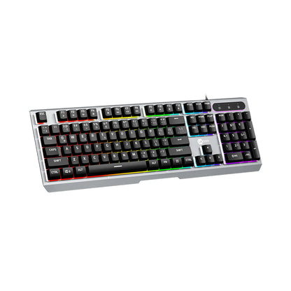 Lecoo KB121 USB Kablolu Makro Tuşlu Rainbow Efektli Mekanik Hisli Membran Gaming Türkçe Q Klavye Metalik Gri
