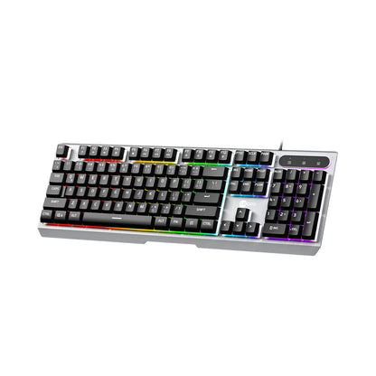 Lecoo KB121 USB Kablolu Makro Tuşlu Rainbow Efektli Mekanik Hisli Membran Gaming Türkçe Q Klavye Metalik Gri