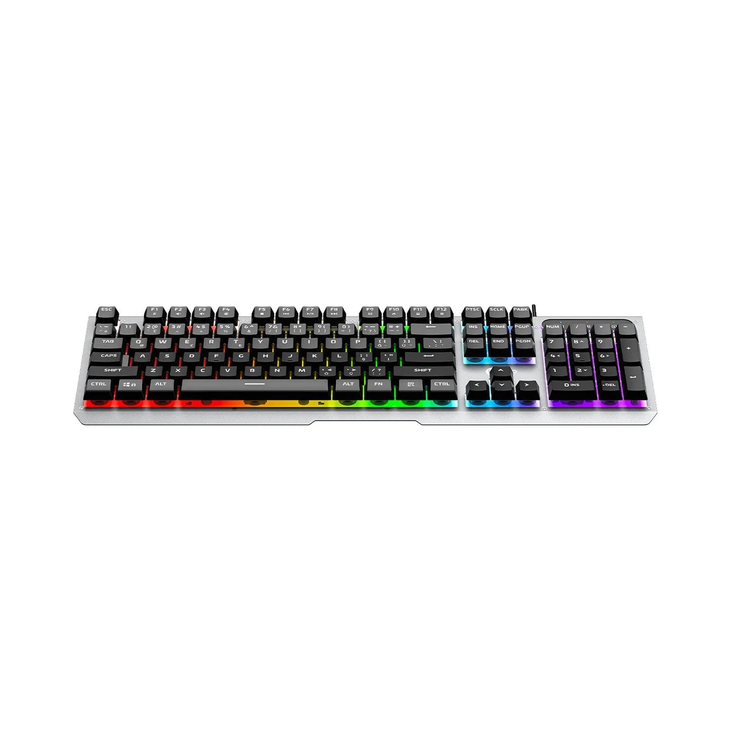 Lecoo KB121 USB Kablolu Makro Tuşlu Rainbow Efektli Mekanik Hisli Membran Gaming Türkçe Q Klavye Metalik Gri