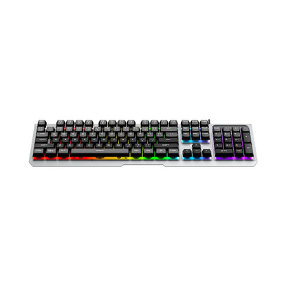 Lecoo KB121 USB Kablolu Makro Tuşlu Rainbow Efektli Mekanik Hisli Membran Gaming Türkçe Q Klavye Metalik Gri