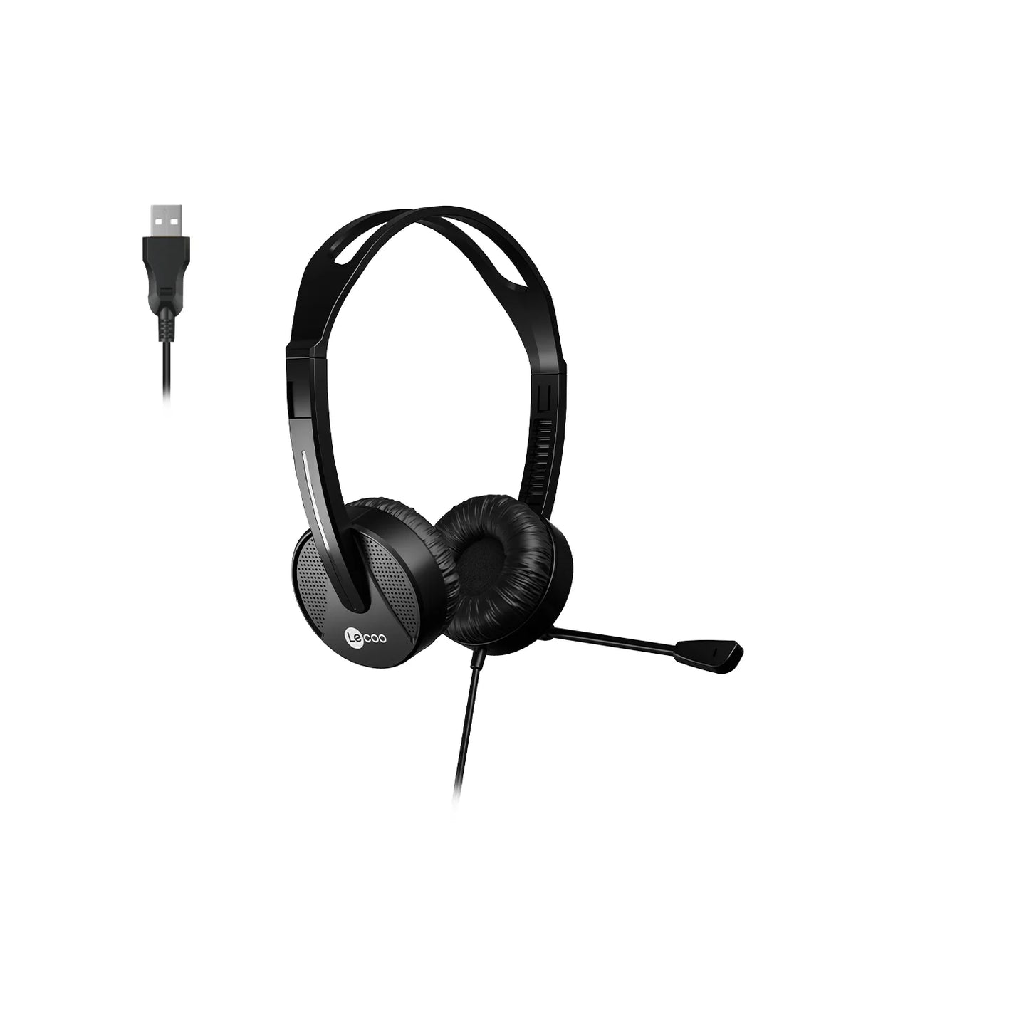 Lecoo HT106 USB Kablolu Mikrofonlu Kulak Üstü Kulaklık Siyah