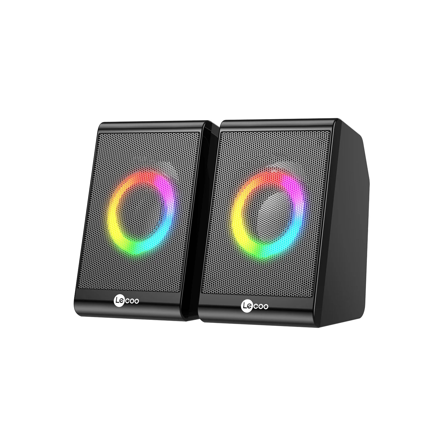 Lecoo DS100 1+1 RGB Aydınlatmalı Kablolu Stereo 6W Soundbar Masaüstü Hoparlör Siyah