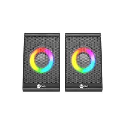 Lecoo DS100 1+1 RGB Aydınlatmalı Kablolu Stereo 6W Soundbar Masaüstü Hoparlör Siyah