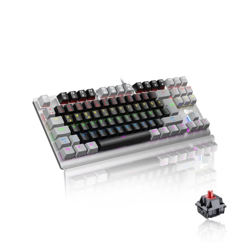 Lecoo GK304 USB Kablolu Red Switch Makro Tuşlu RGB LED Aydınlatmalı Gaming Mekanik Türkçe Q Klavye Siyah Ağırlıklı Siyah & Gri