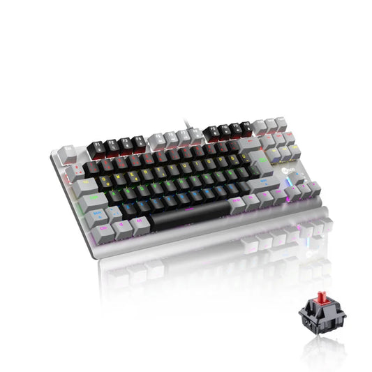 Lecoo GK304 USB Kablolu Red Switch Makro Tuşlu RGB LED Aydınlatmalı Gaming Mekanik Türkçe Q Klavye Siyah Ağırlıklı Siyah & Gri
