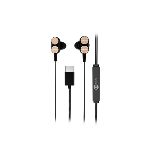 Lecoo EH102 Type-C Kablolu Kulak İçi Mikrofonlu Dual Driver Kulaklık Siyah
