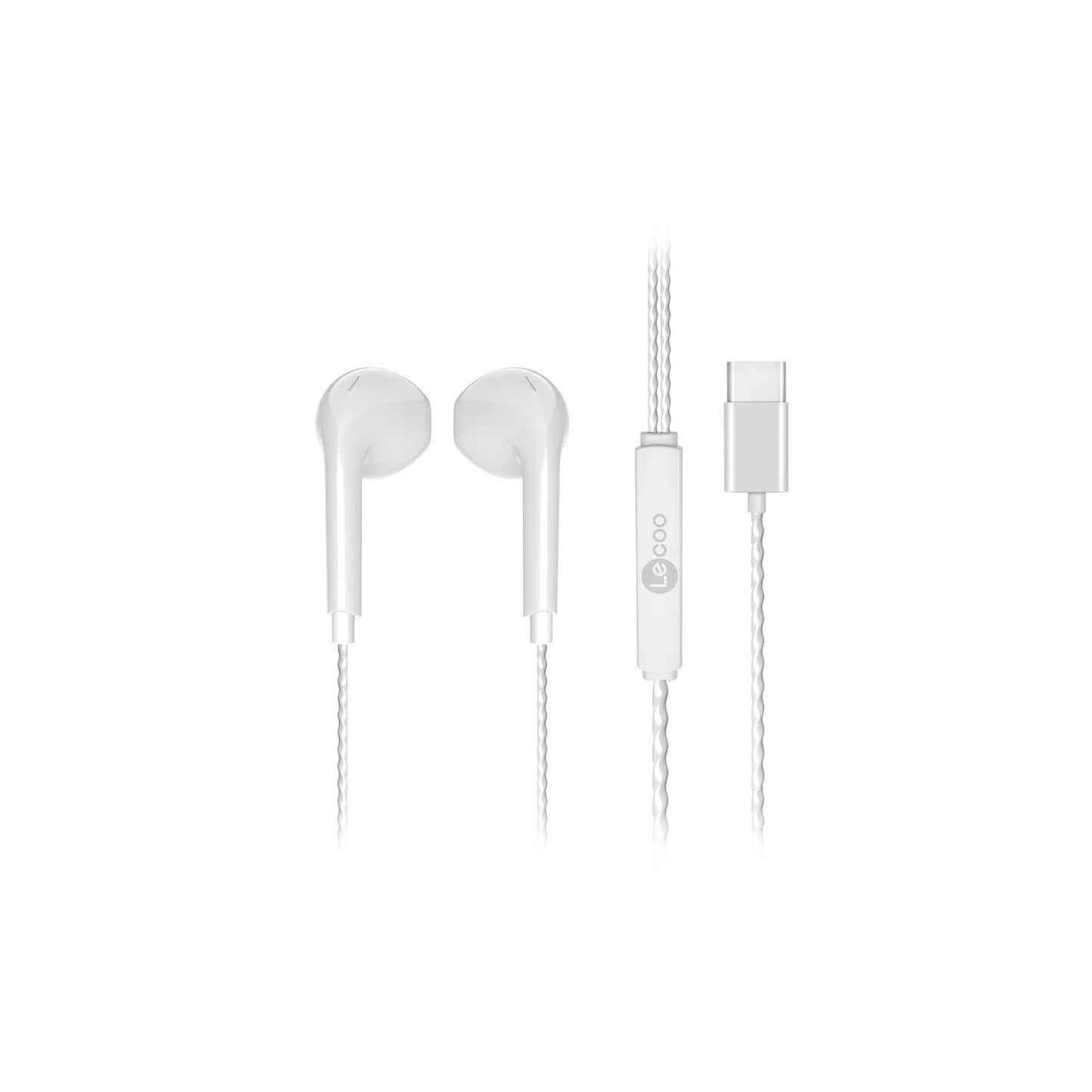 Lecoo EH104 Kablolu Type-C Kulak İçi Mikrofonlu Kulaklık Beyaz