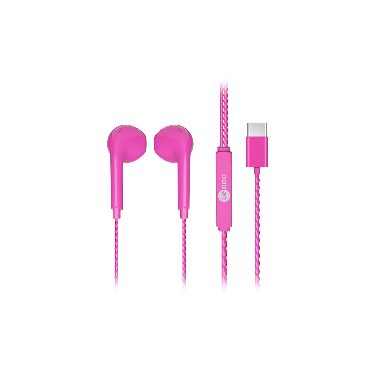 Lecoo EH104 Kablolu Type-C Kulak İçi Mikrofonlu Kulaklık Pembe