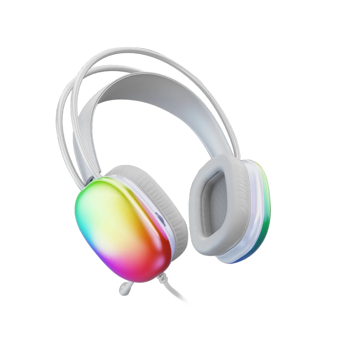 Lecoo HT409 USB Kablolu RGB LED Aydınlatmalı Mikrofonlu Kulak Üstü Gaming Kulaklık Beyaz