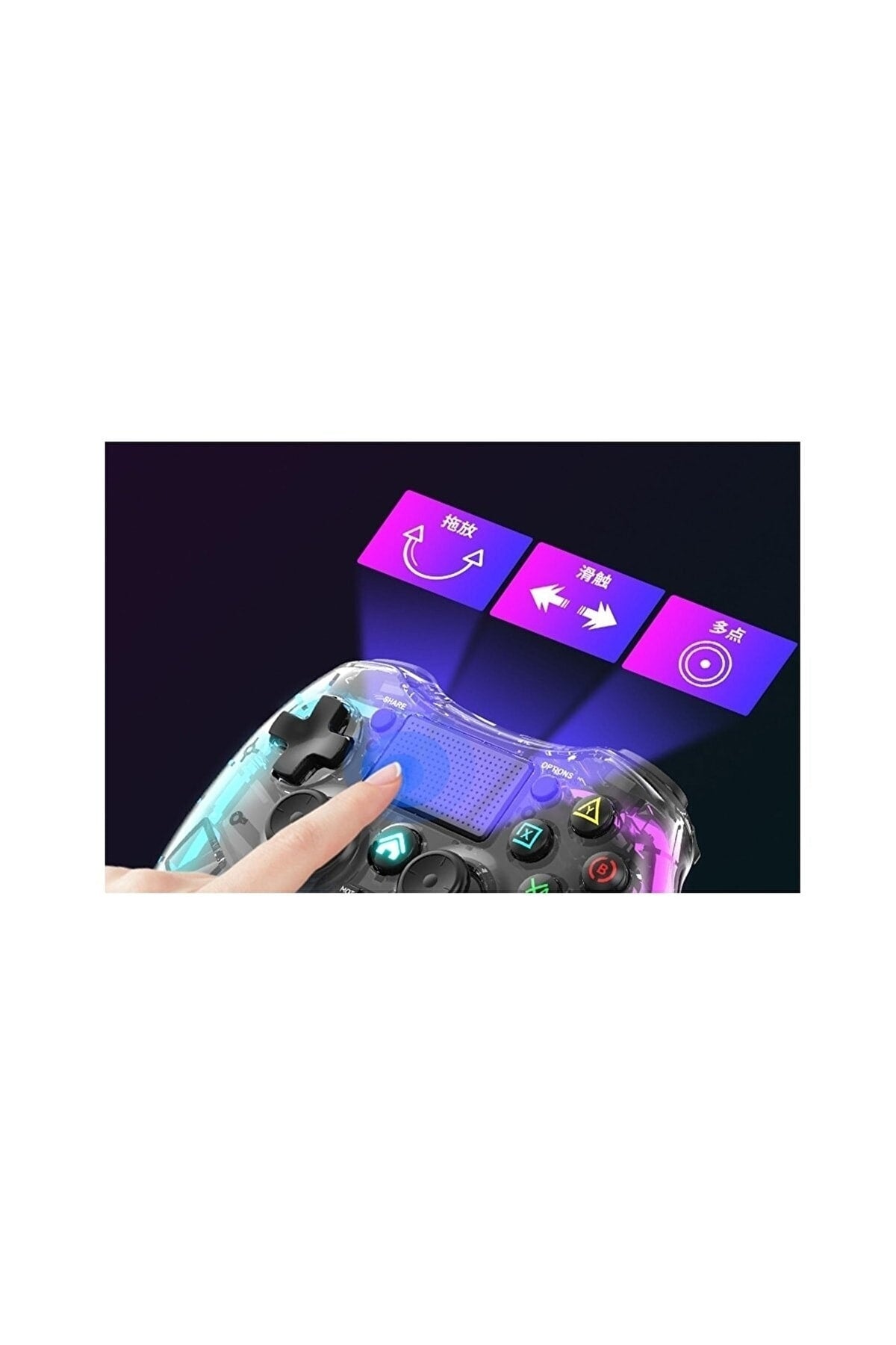 Ps-p05 Rgb Led Işıklı Ps4-ps3-tv-Apple Uyumlu iOS -pc Kablosuz Joystick Gamepad Oyun Kolu