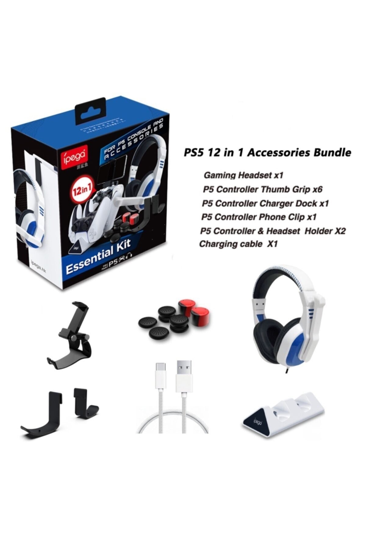 Ipega Pg P5027 12Li Ps5 Kablo Stand Şarj Kulaklık Askı Analog Set