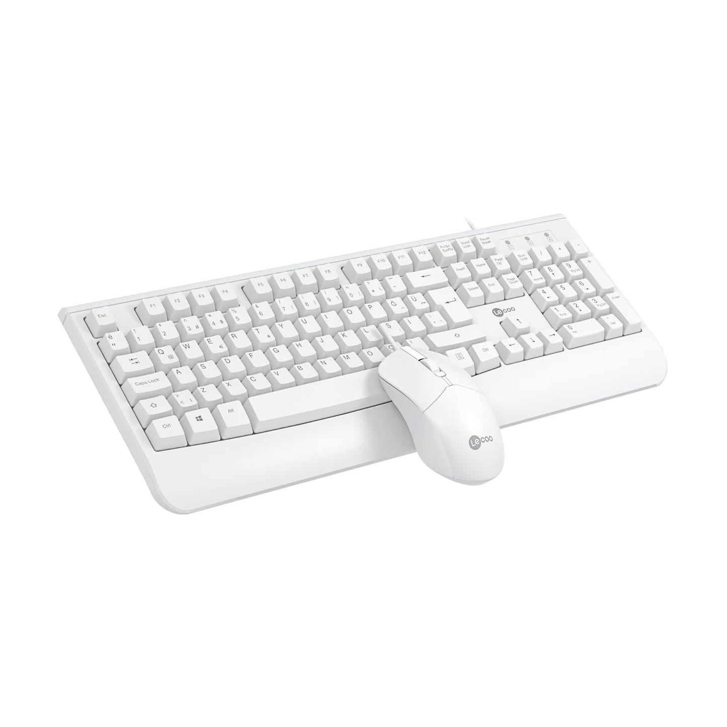 Lecoo CM105 USB Kablolu Türkçe Q Klavye & Mouse Set Beyaz