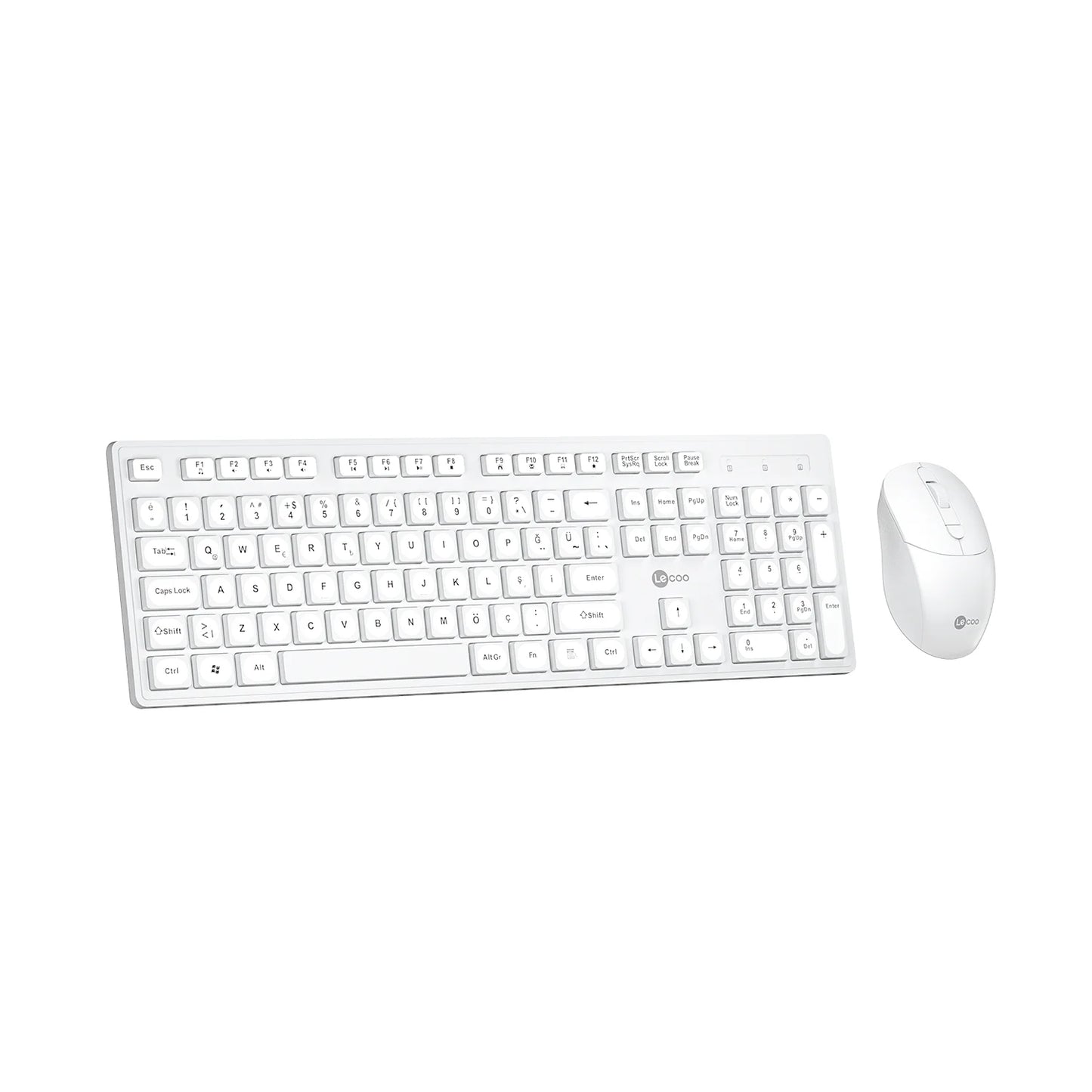 Lecoo KW201 Kablosuz Türkçe Q Klavye & Mouse Set Beyaz
