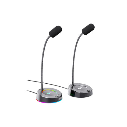 Lecoo MC01S USB Kablolu RGB Aydınlatmalı Multimedya 360° Bükülebilir Masaüstü Mikrofon Siyah