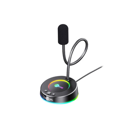 Lecoo MC01S USB Kablolu RGB Aydınlatmalı Multimedya 360° Bükülebilir Masaüstü Mikrofon Siyah