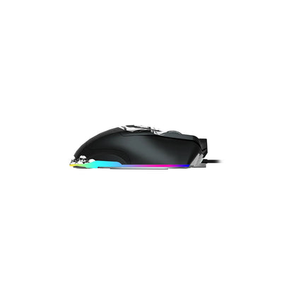 Lecoo MG1102 Kablolu RGB LED Aydınlatmalı 8200DPI 10 Makro Tuşlu Kuru Kafa Desenli Win Mac Gaming Optik Mouse ve Mouse Pad Siyah