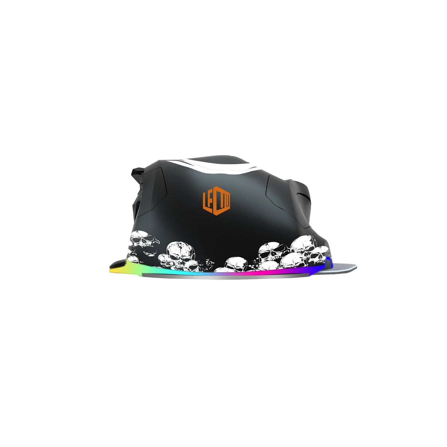 Lecoo MG1102 Kablolu RGB LED Aydınlatmalı 8200DPI 10 Makro Tuşlu Kuru Kafa Desenli Win Mac Gaming Optik Mouse ve Mouse Pad Siyah