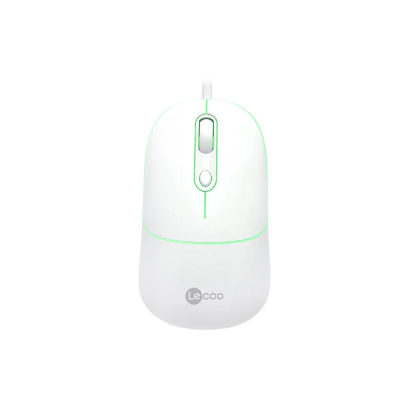 Lecoo MS110 USB Kablolu RGB 2400DPI 4 Tuşlu Sessiz Click Optik Mouse Beyaz