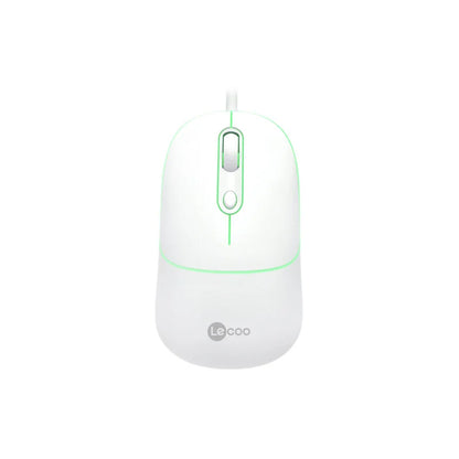 Lecoo MS110 USB Kablolu RGB 2400DPI 4 Tuşlu Sessiz Click Optik Mouse Beyaz