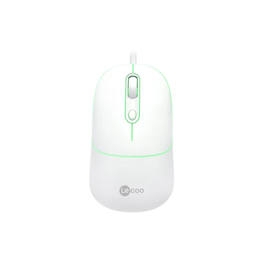 Lecoo MS110 USB Kablolu RGB 2400DPI 4 Tuşlu Sessiz Click Optik Mouse Beyaz