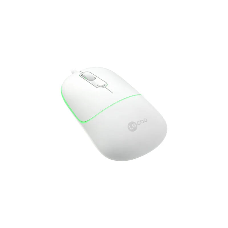 Lecoo MS110 USB Kablolu RGB 2400DPI 4 Tuşlu Sessiz Click Optik Mouse Beyaz