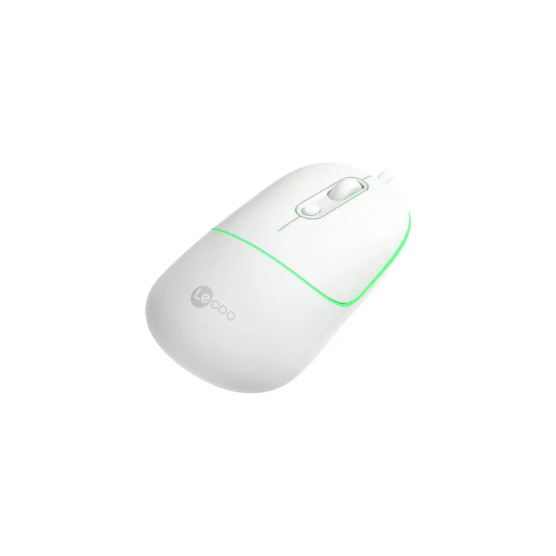 Lecoo MS110 USB Kablolu RGB 2400DPI 4 Tuşlu Sessiz Click Optik Mouse Beyaz