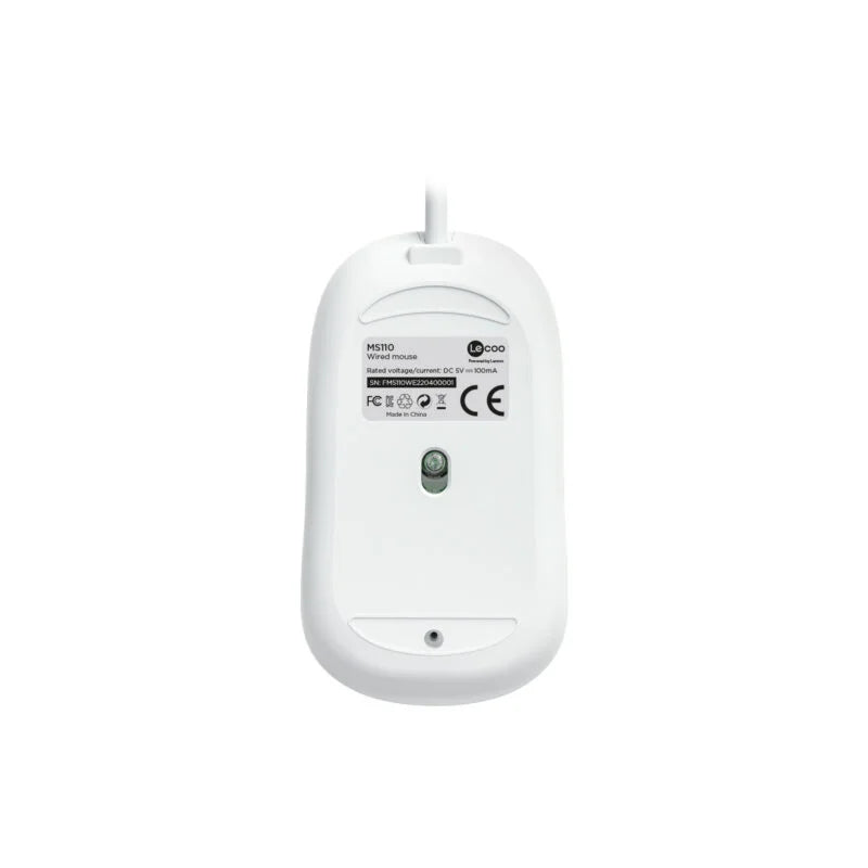 Lecoo MS110 USB Kablolu RGB 2400DPI 4 Tuşlu Sessiz Click Optik Mouse Beyaz