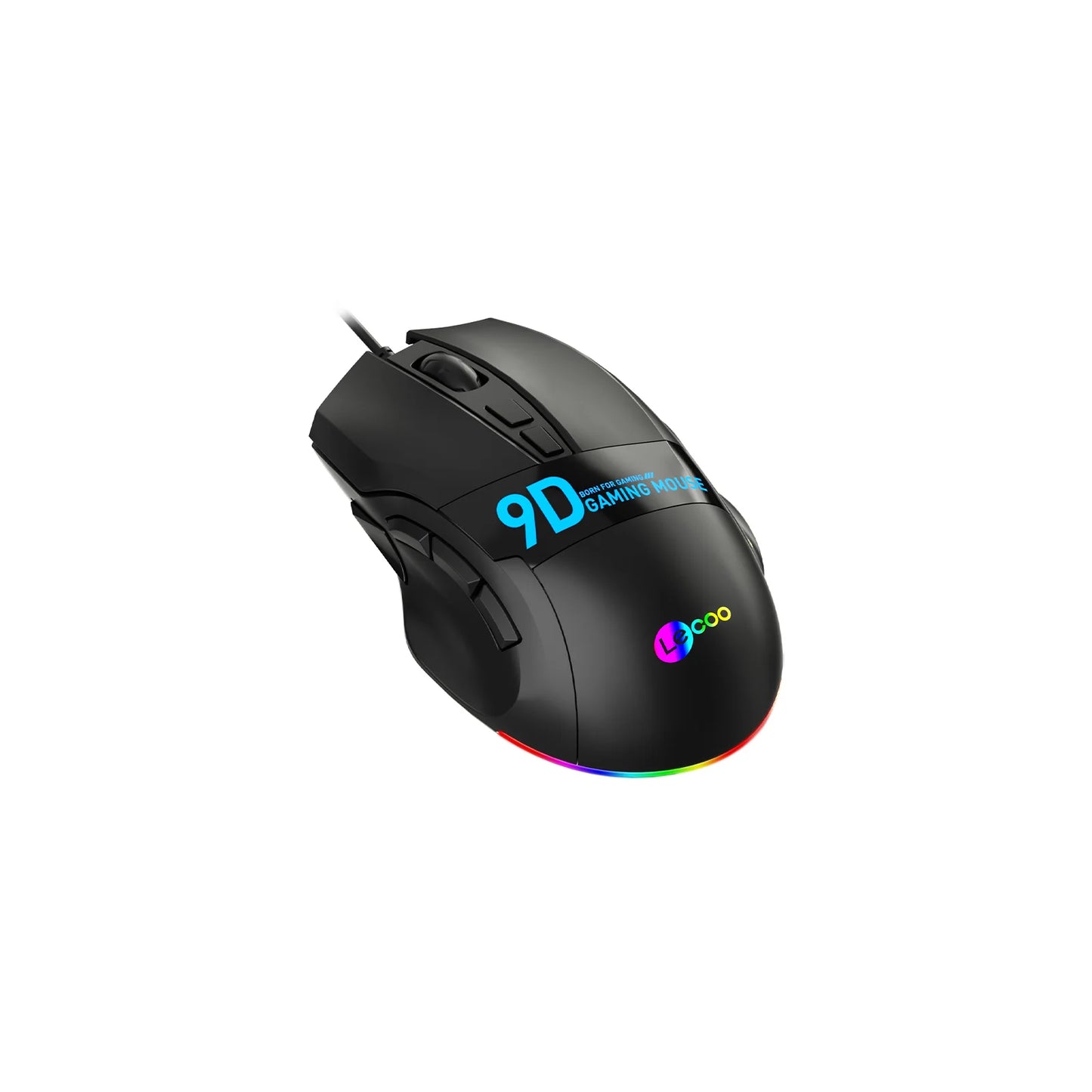 Lecoo MS130 Kablolu 7200DPI 9 Makro Tuşlu RGB LED Aydınlatmalı Gaming Optik Mouse Siyah