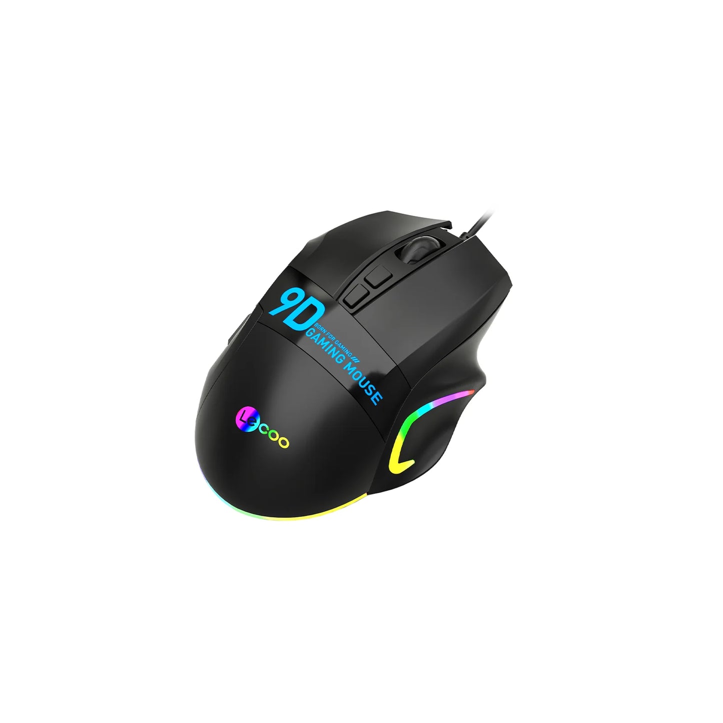 Lecoo MS130 Kablolu 7200DPI 9 Makro Tuşlu RGB LED Aydınlatmalı Gaming Optik Mouse Siyah