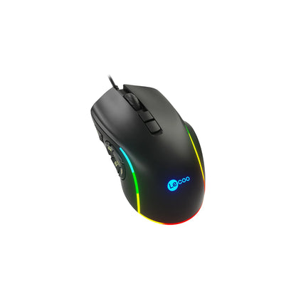 Lecoo MS140 Kablolu 6400DPI 10 Makro Tuşlu RGB LED Aydınlatmalı Gaming Optik Mouse Siyah