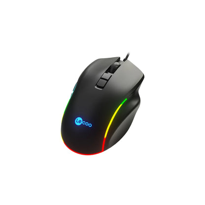 Lecoo MS140 Kablolu 6400DPI 10 Makro Tuşlu RGB LED Aydınlatmalı Gaming Optik Mouse Siyah