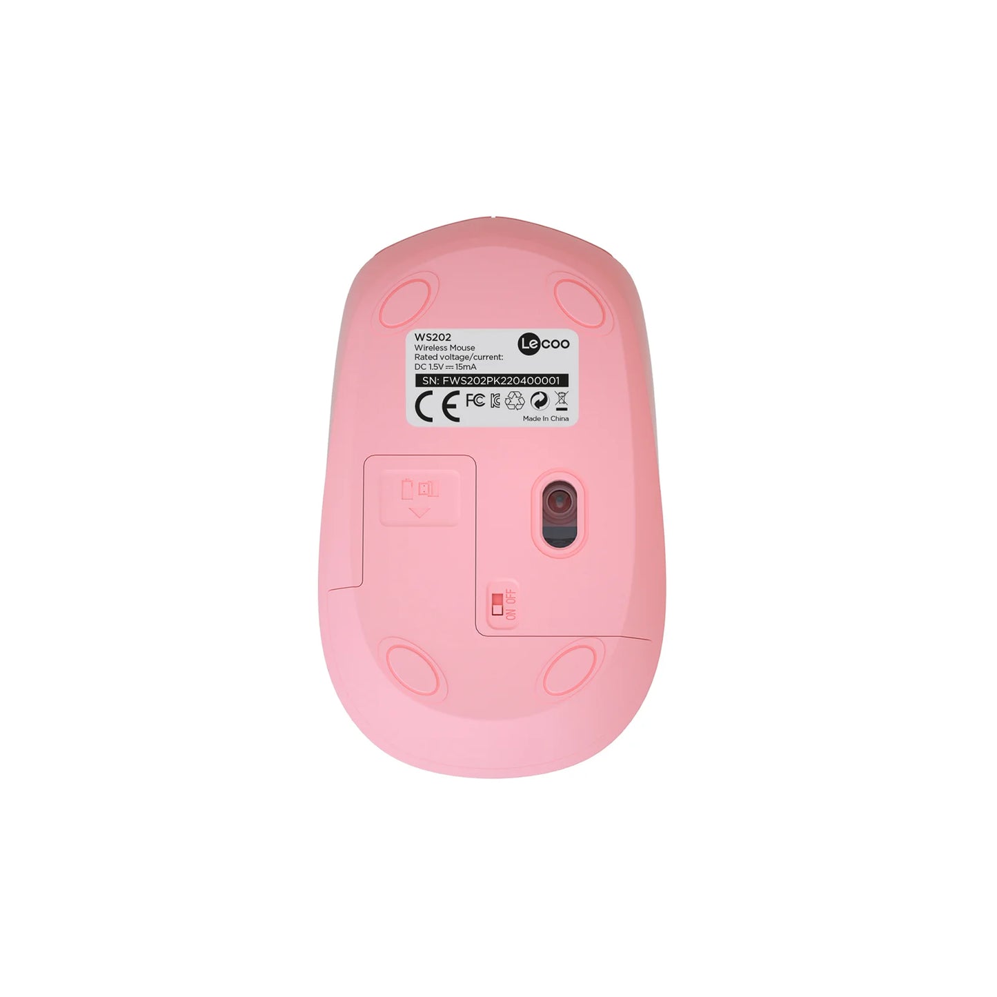 Lecoo WS202 Kablosuz 1600DPI 4 Tuşlu Optik Mouse Pembe